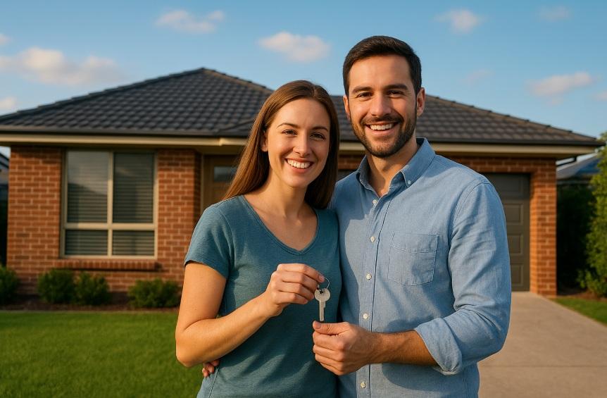 Auckland couple celebrating purchase of their first home