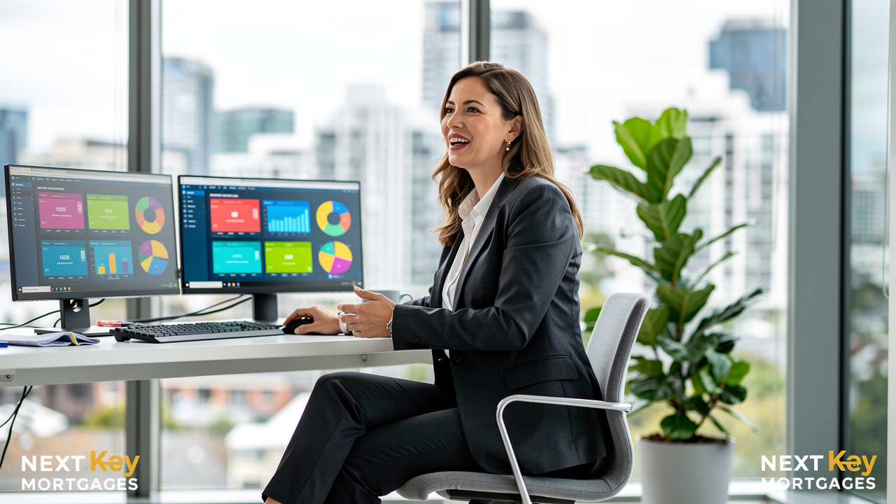 Professional NZ mortgage broker advising client in modern office